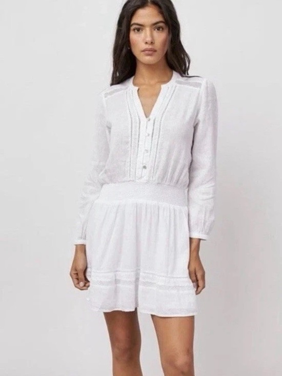 Rails Dresses & Skirts - Rails Jasmine White Lace Detail Dress Women’s Small Linen Cotton Blend $228